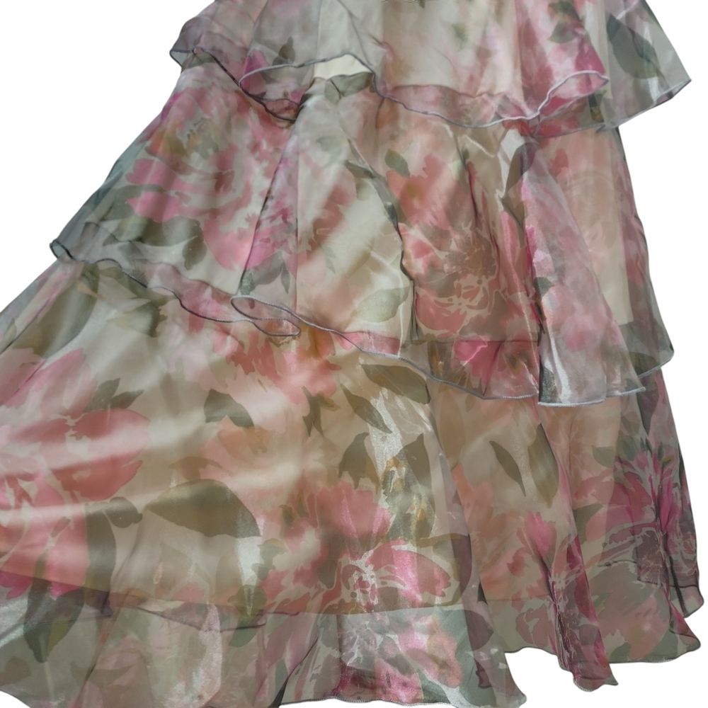 Speechless Floral Halter Neck Tiered Maxi Dress Pink Ruffle Layered Formal 7 NWT - Picture 6 of 15